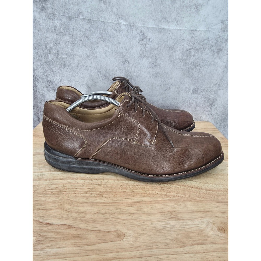 Johnston & Murphy Oxford Shoes Mens 13 M Brown Sheepskin Leather Bicycle Toe